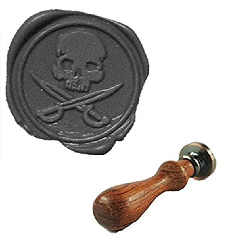 MDLG Vintage Skull Cross Sword Wax Seal Stamp Rosewood Handle Set Christmas Invitations Package Sealing Pirate Halloween Wax Seal Stamp Set - Image 1